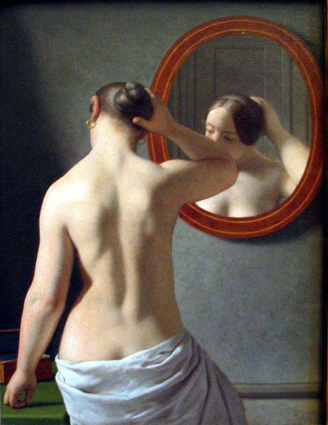 Christoffer Wilhelm Eckersberg Woman Standing in Front of a Mirror